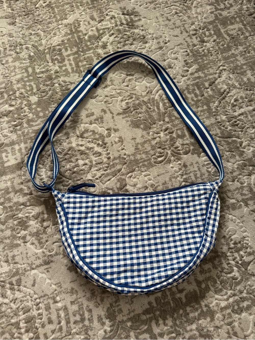 Uniqlo Round Mini Shoulder Bag Blue Gingham